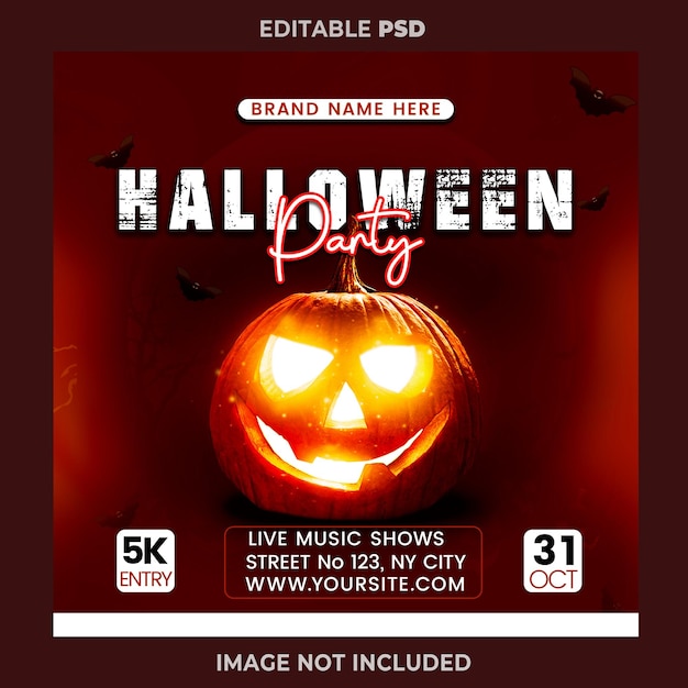 PSD vibrant halloween party poster design for festive celebrations