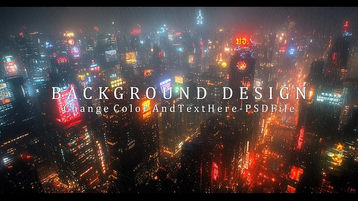 PSD 一幅夜晚充滿活力的城市風景,展示著摩天大