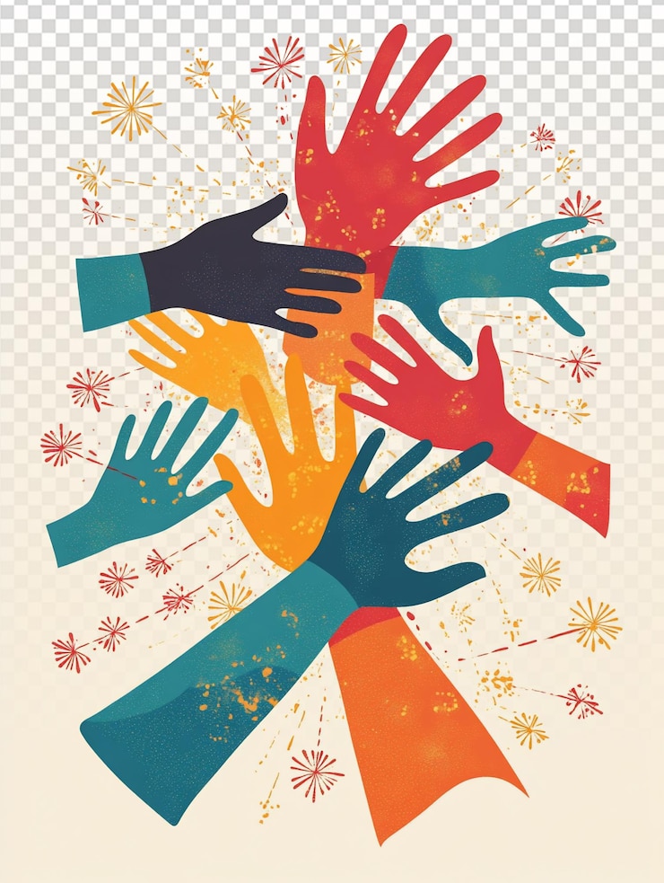 PSD vibrant illustration depicting the spirit of charity and giving