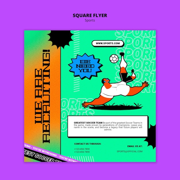 Vibrant illustration football square flyer template