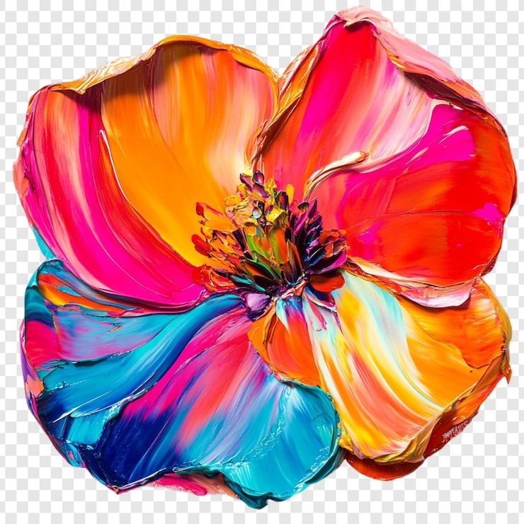 PSD vibrant impasto flower painting a symphony of colors