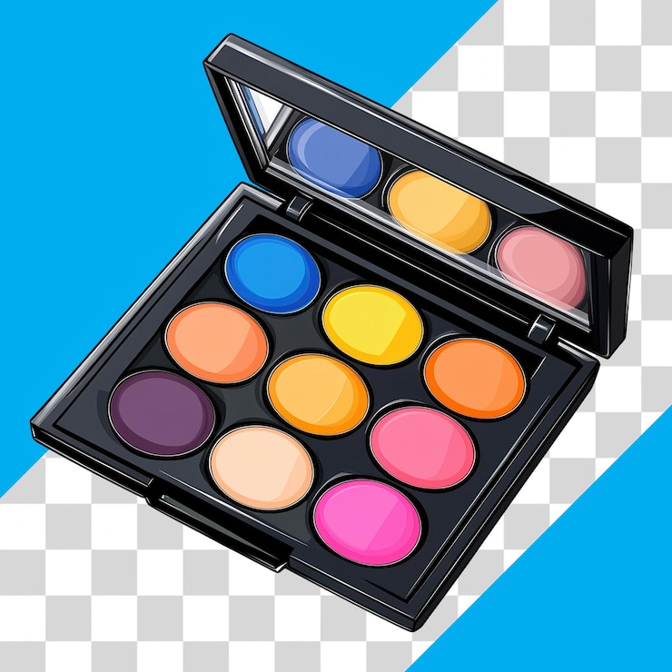 PSD vibrant makeup palette on transparent background