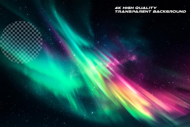PSD the vibrant multicolored glow of an aurora borealis on transparent background