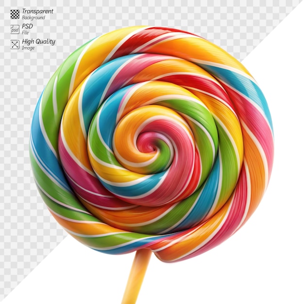 PSD vibrant multicolored lollipop in a swirl pattern