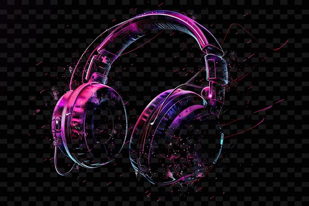 Vibrant neon headphones pulsating glitched headphone texture y2k texture shape background decor art