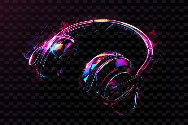 Vibrant neon headphones pulsating glitched headphone texture y2k texture shape background decor art