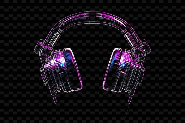 Vibrant neon headphones pulsating glitched headphone texture y2k texture shape background decor art