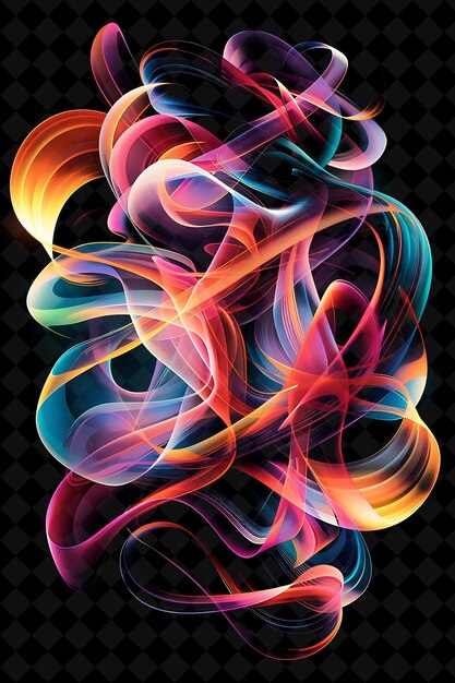 PSD vibrant neon noodles swirling and entwined noodle strands in neon color food drink y2k collection