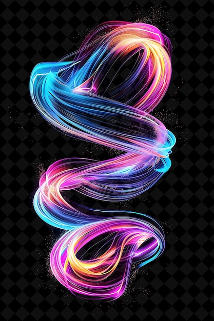 PSD vibrant neon noodles swirling and entwined noodle strands in neon color food drink y2k collection