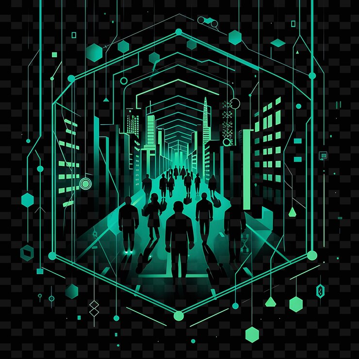 PSD vibrant neon recall with voters and petitioners landscape in neon line art city view background