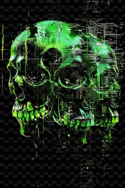 Vibrant neon skulls glitched skull texture material distorti y2k texture shape background decor art