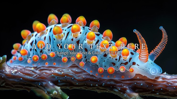 PSD a vibrant nudibranch crawling on coral
