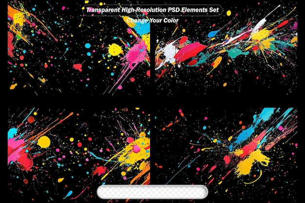 Vibrant Paint Splatter on Black Background for Creative Projects