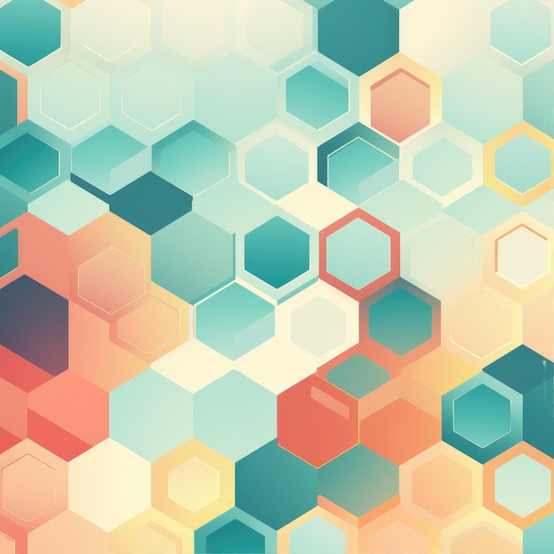 PSD a vibrant pattern of brown azure and aqua hexagons on a white background