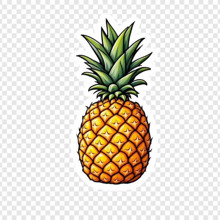 PSD vibrant pineapple illustration tropical fruit sticker design