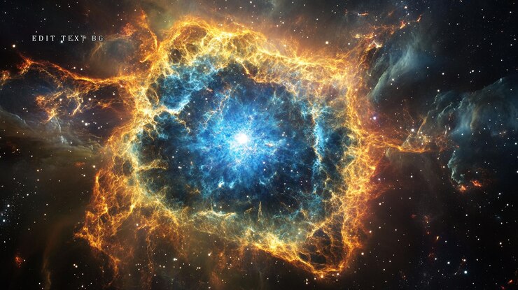 PSD vibrant planetary nebula with bright core cosmic dust and gas clouds