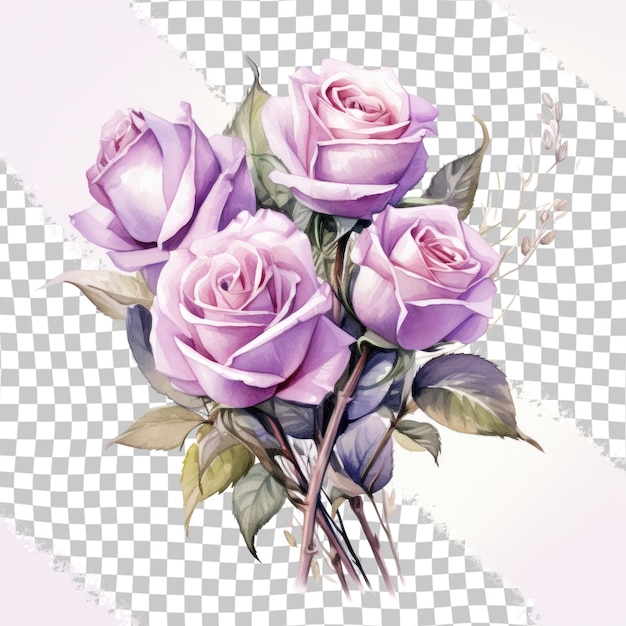 PSD Яркие фиолетовые розы на прозрачном фоне идеально подходят для аранжировки цветов