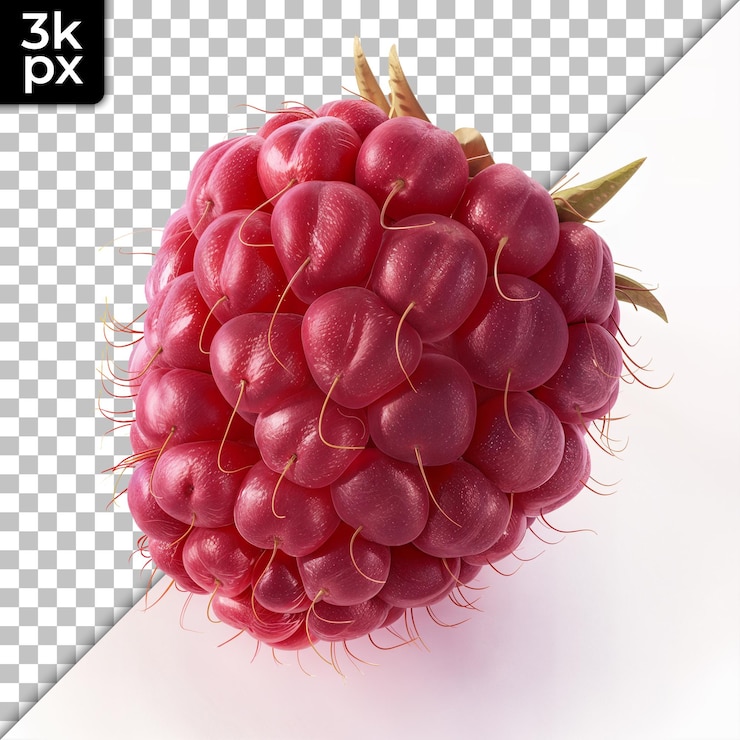 PSD vibrant red raspberry on transparent background