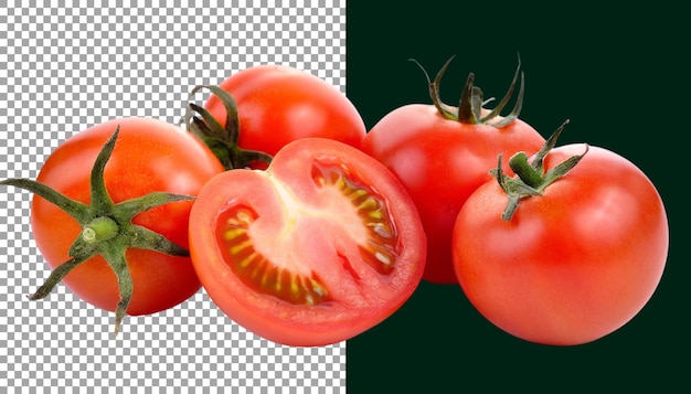투명한 배경에 신선한 생동감 넘치는 빨간 토마토 png psd