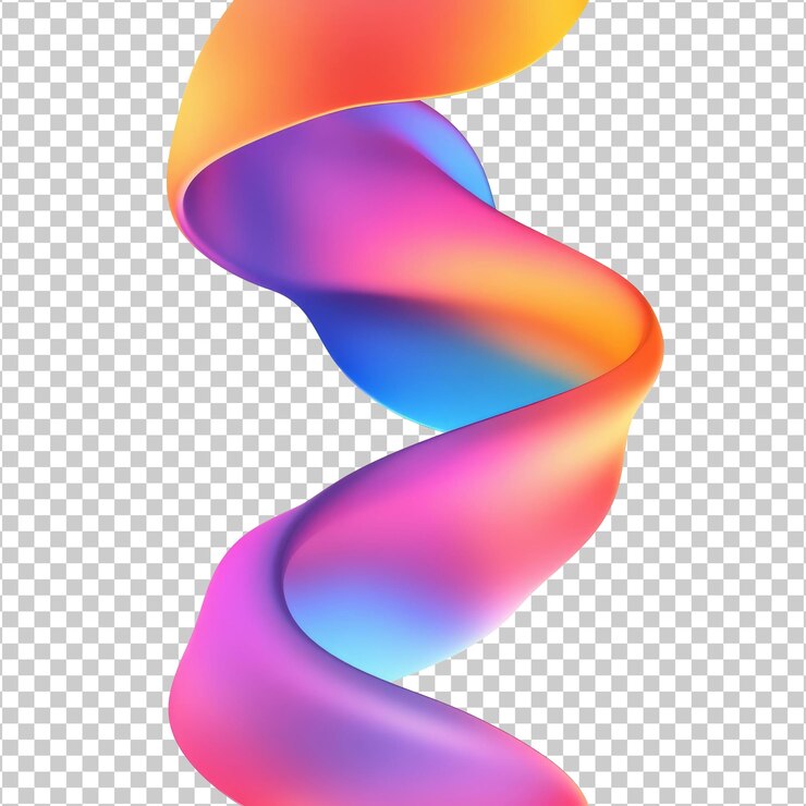 PSD vibrant ribbon swirls on white
