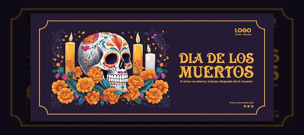 PSD vibrant skulls banner psd template