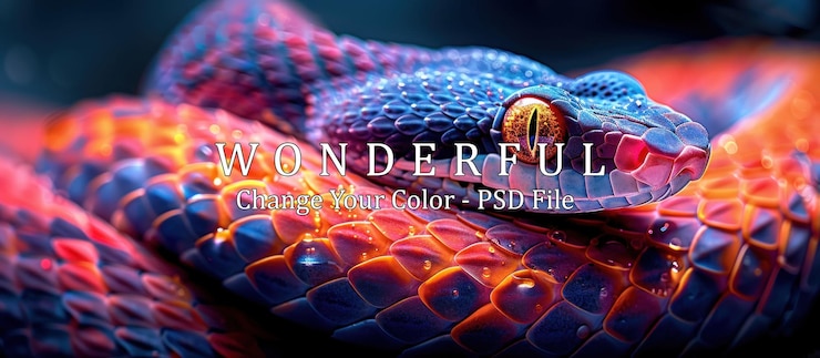 PSD vibrant snake with striking scales