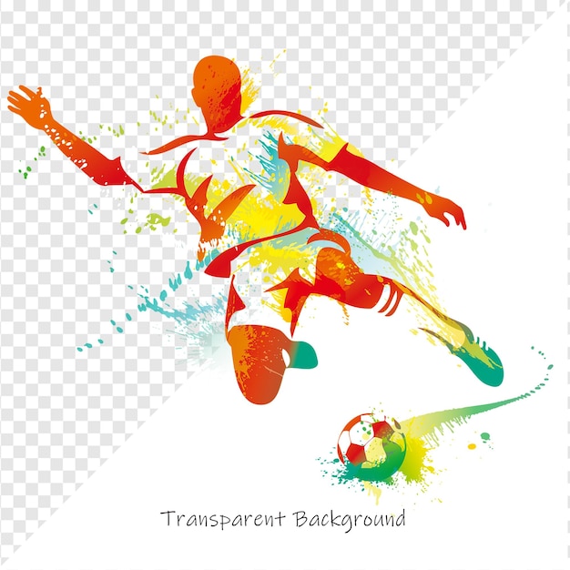 Vibrant Soccer Player in Mid-Air Kick