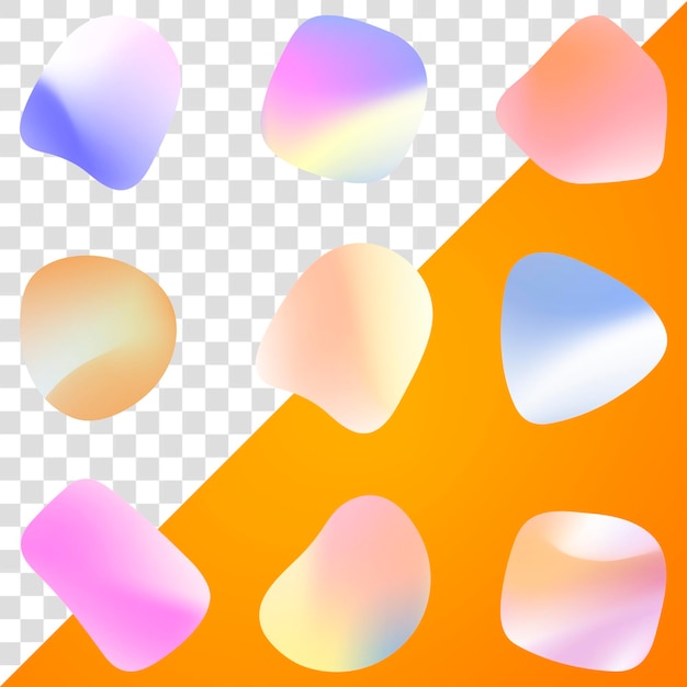 Vibrant stickers png holographic and gradient shapes collection