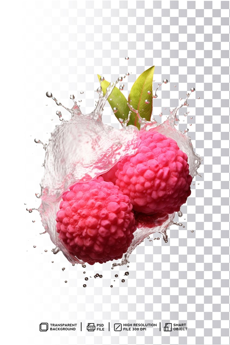 PSD vibrant and succulent lychee splash psd template
