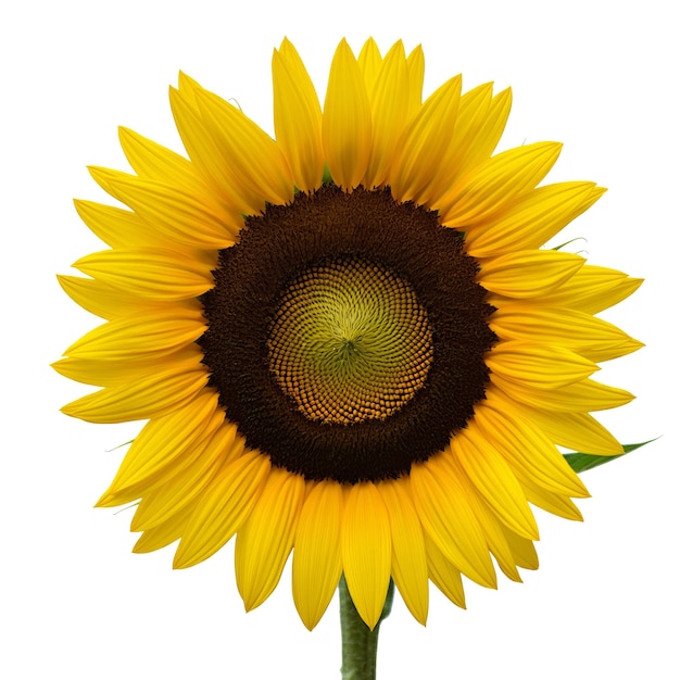 A vibrant sunflower with a large isolated on transparent background