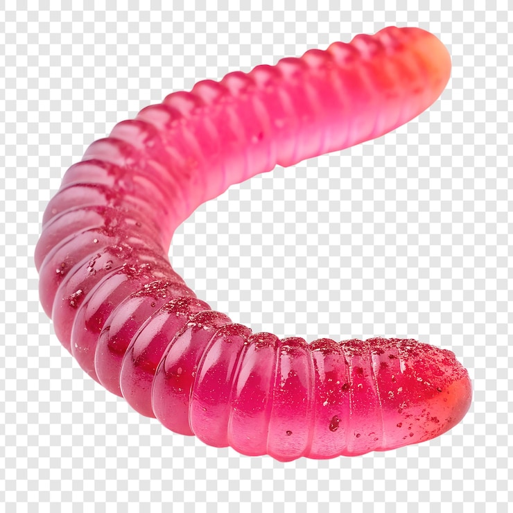 PSD a vibrant translucent gummy worm with a delicious inviting look