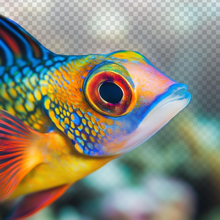 PSD vibrant tropical fish in crystal clear maldives waters
