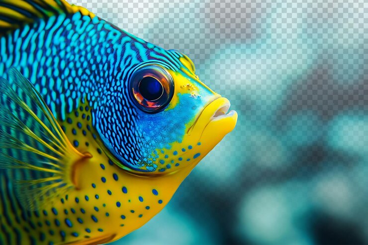 PSD vibrant tropical fish in crystal clear maldives waters