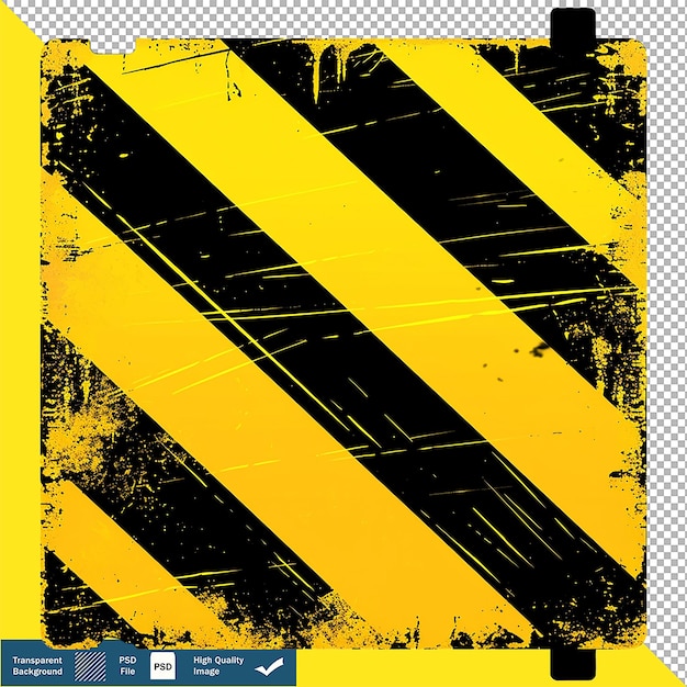 PSD vibrant yellow and black sign transparent background