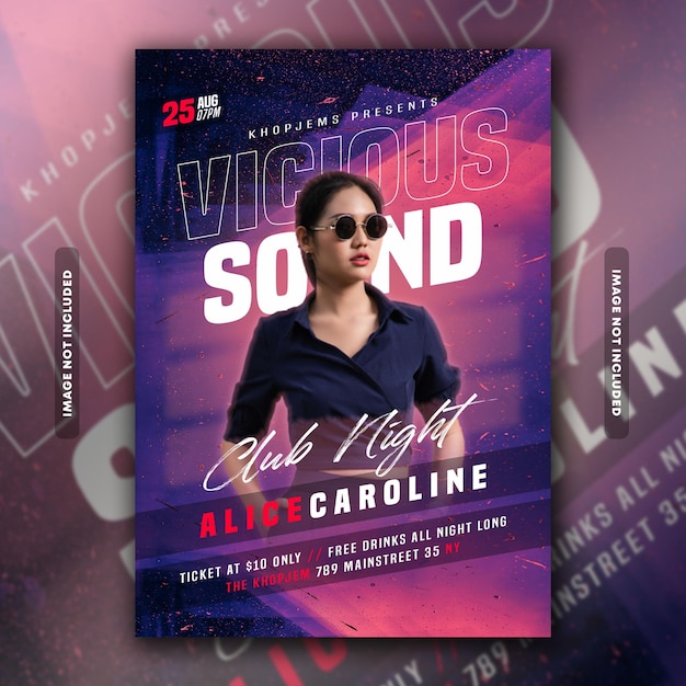 PSD vicious sound party poster template premium psd