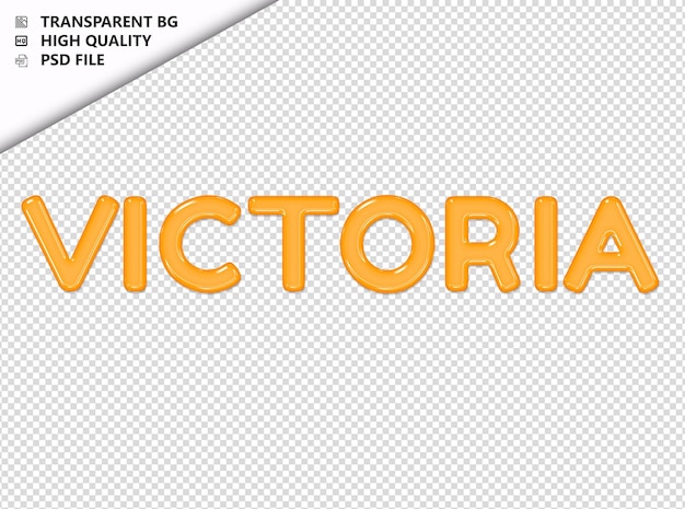 PSD victoria typography yellow text glosy glass psd transparent