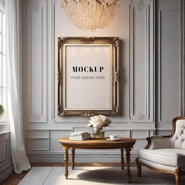 PSD victorian elegant poster mockup