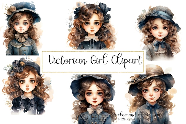 Victorian girl clipart psd file