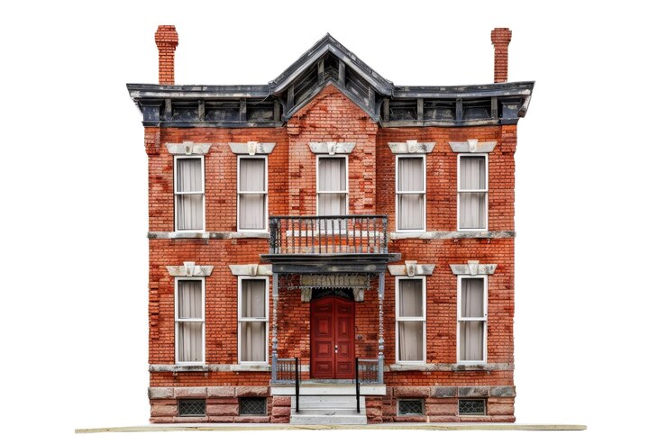 PSD victorian house isolated on white background studio architecture photo aig57