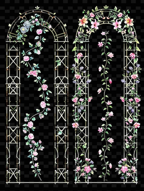 Victorian style trellises pixel art with floral motifs using creative texture y2k neon item designs