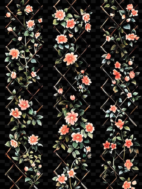 PSD victorian style trellises pixel art with floral motifs using creative texture y2k neon item designs