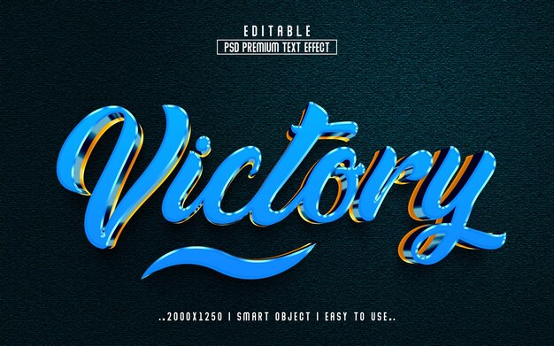Victory 3d редактируемый шаблон стиля текстового эффекта с фоном