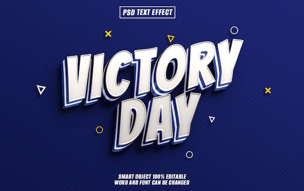 victory day text effect font editable typography 3d text