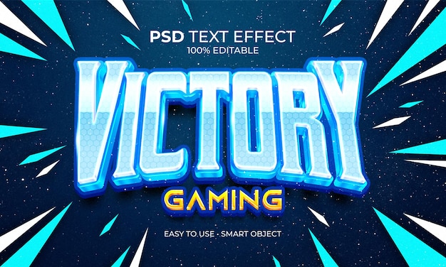 PSD victory gaming blue electro text effect