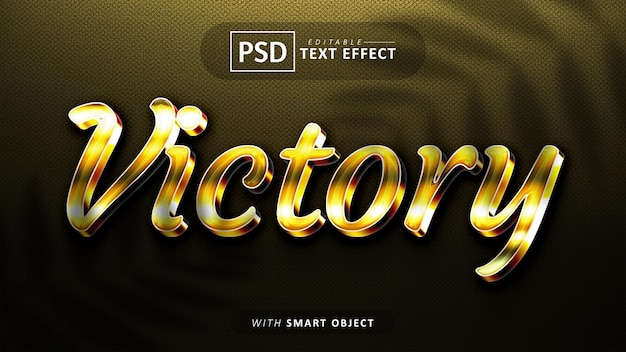 Victory gold 3d text effect editable