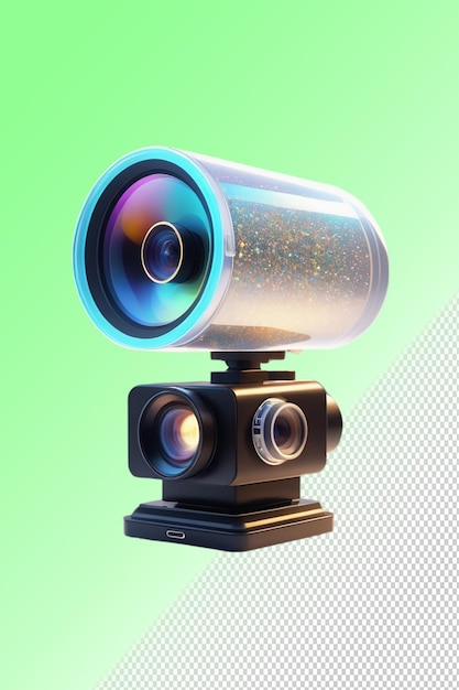 PSD a video camera with a lens that has a lens that says stars on it