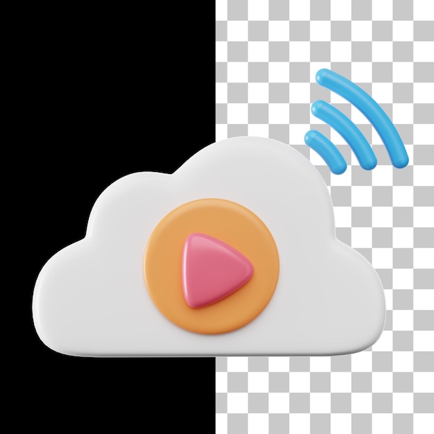 Video cloud 3d icon