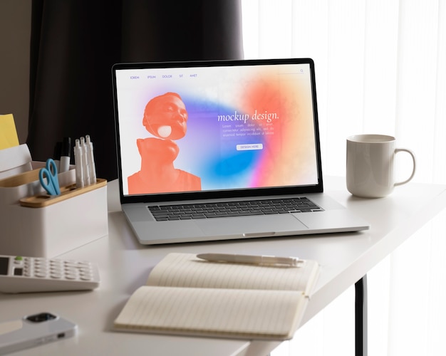 PSD video conference laptop mockup