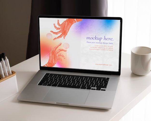 PSD video conference laptop mockup