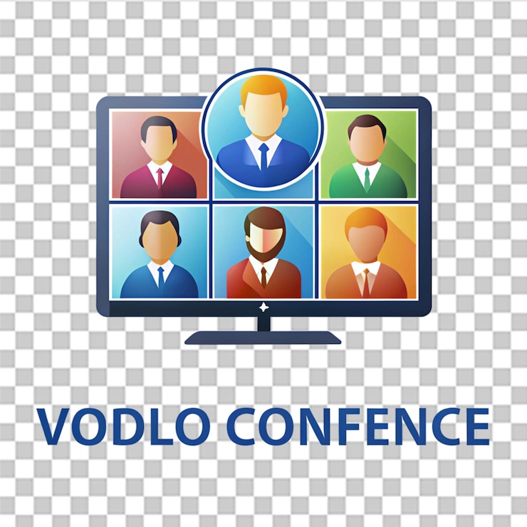 PSD video conference team icon isolated on transparent background